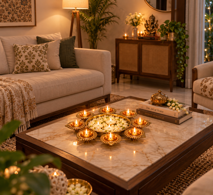 Bloom Aura Decorative Urli Bowl Diya Holder
