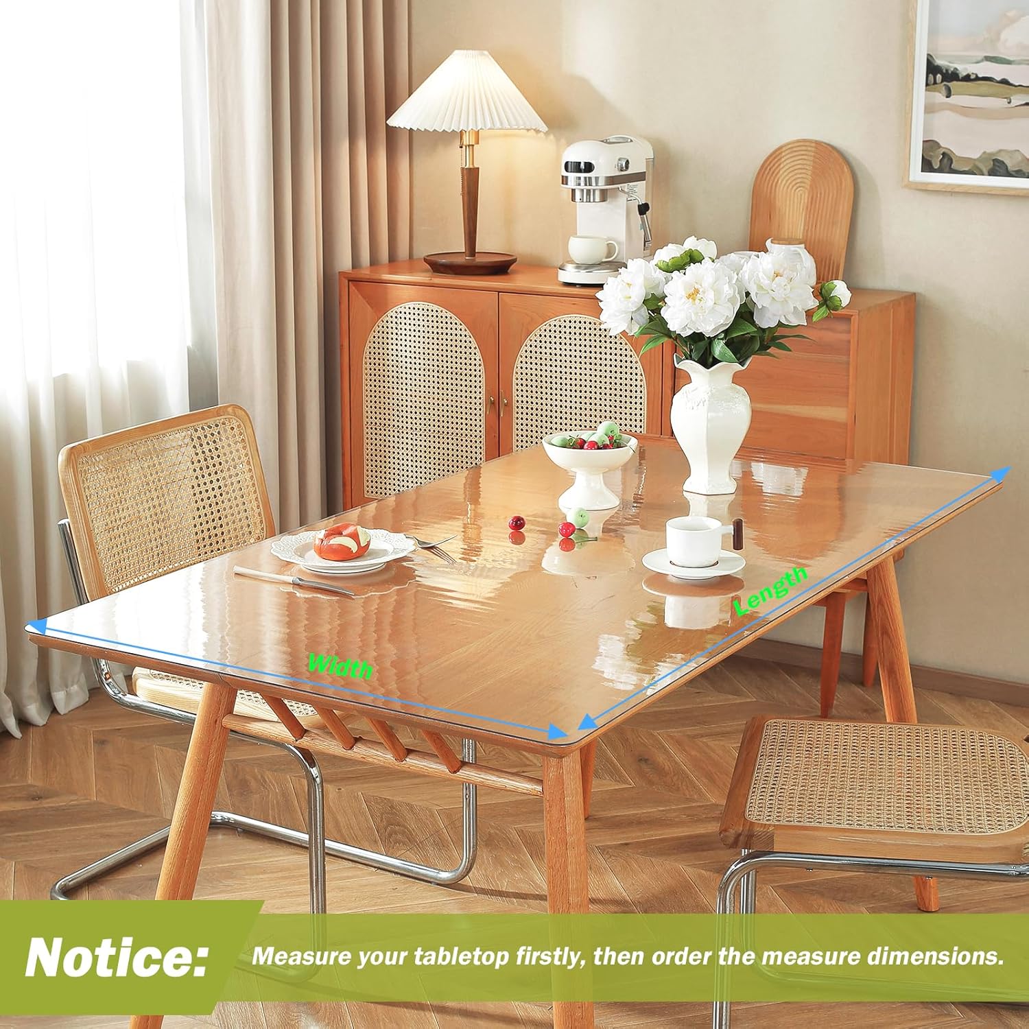 transparent table cover for wood table