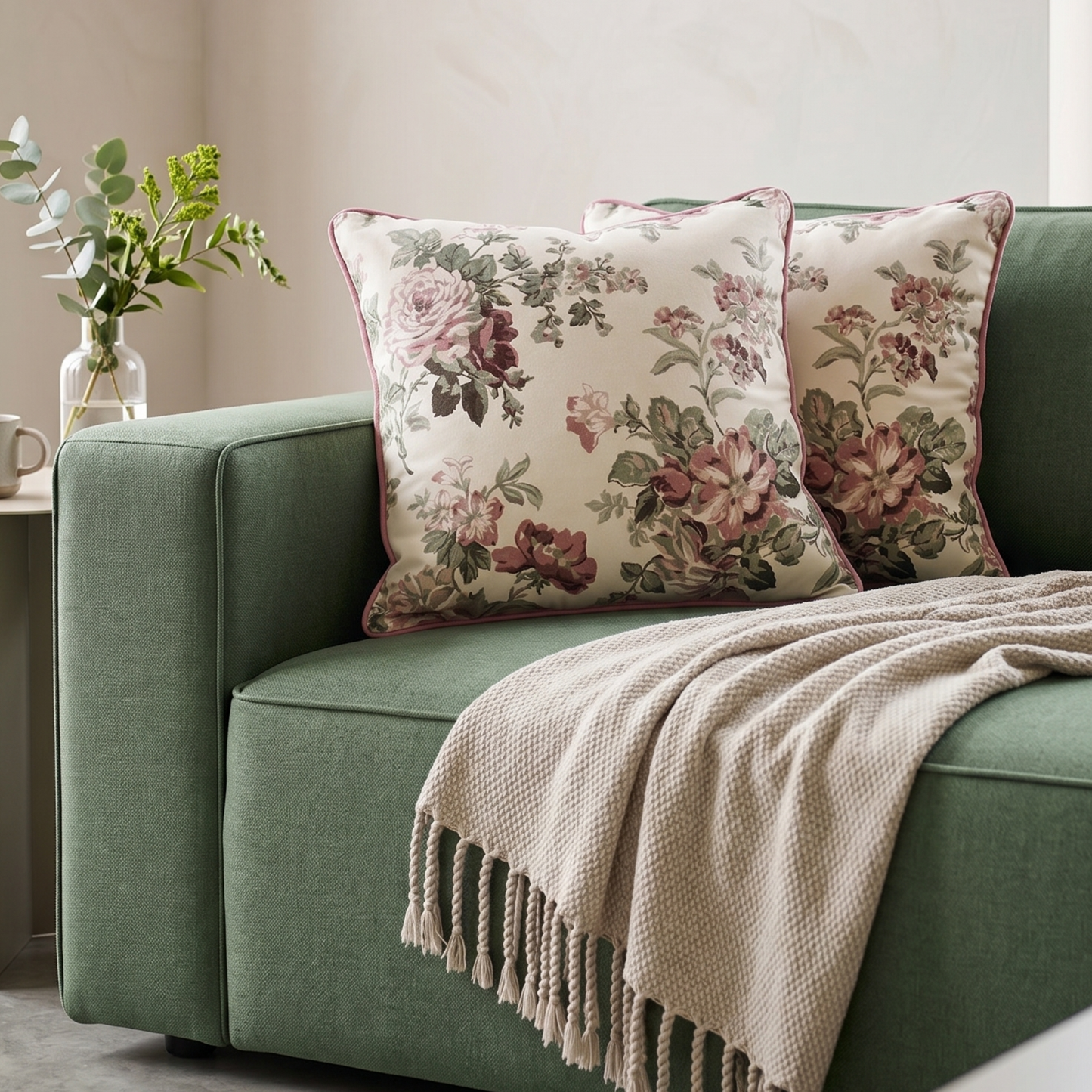 Floral Cotton Cushion Cover | Premium 100% Cotton | Cushion Charm