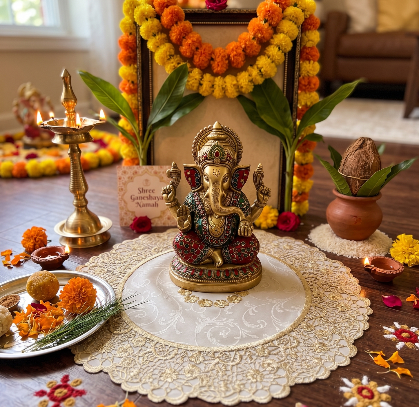 Ganesh Chaturthi Round Placemat