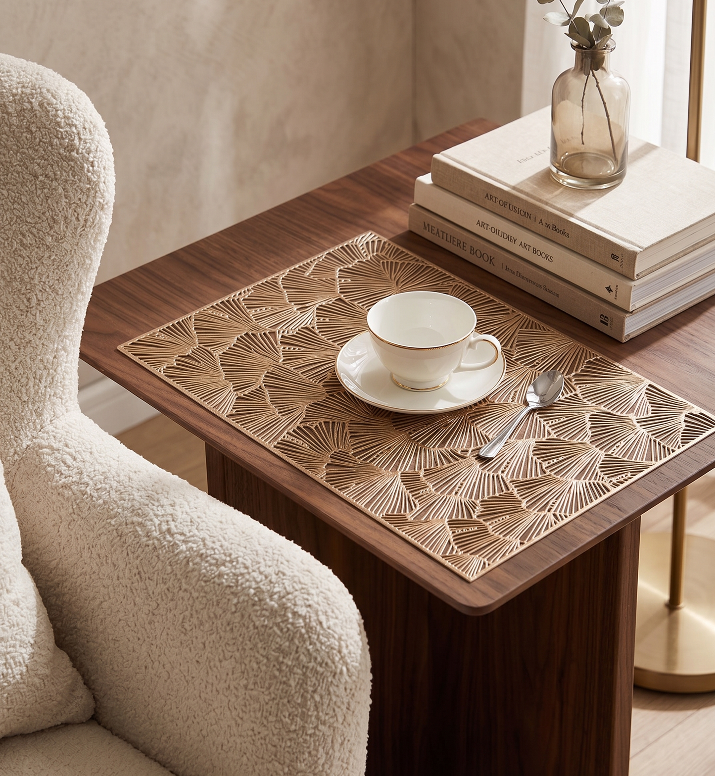 Golden PVC Placemats, Non Slip Table Mats- Gold Blush