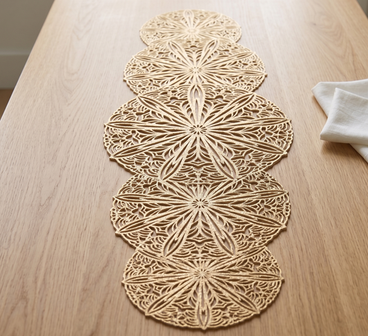 Circular Radiance PVC Golden Table Runner