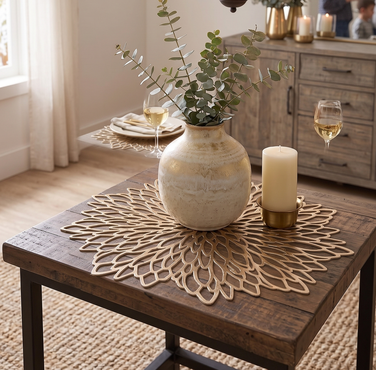 Golden SnowFlake Placemats | Washable Heat Resistant