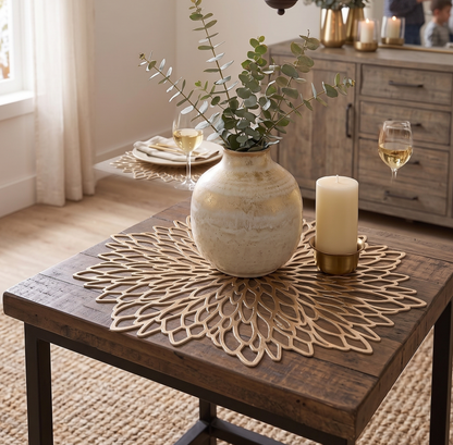 Golden SnowFlake Placemats | Washable Heat Resistant