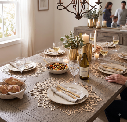 Golden SnowFlake Placemats | Washable Heat Resistant