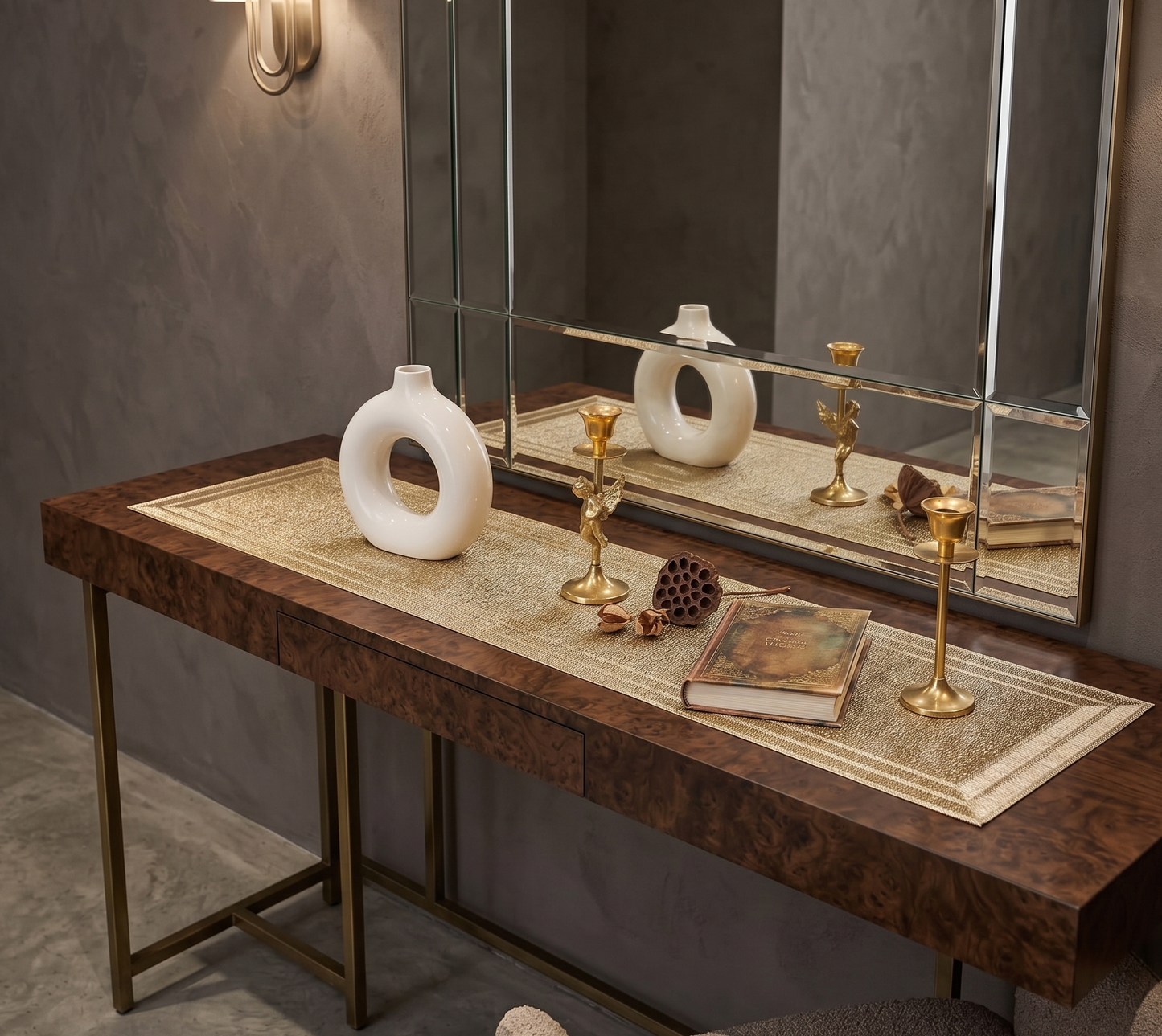 Golden PVC Table Runner | Timeless Elegance for Festive & Everyday Decor