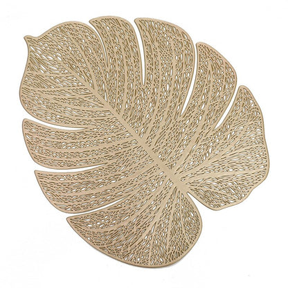 Palm leaves Gold decor Placemats Set of 6, 15X12 inches - Heat proof and Washable Tablemats