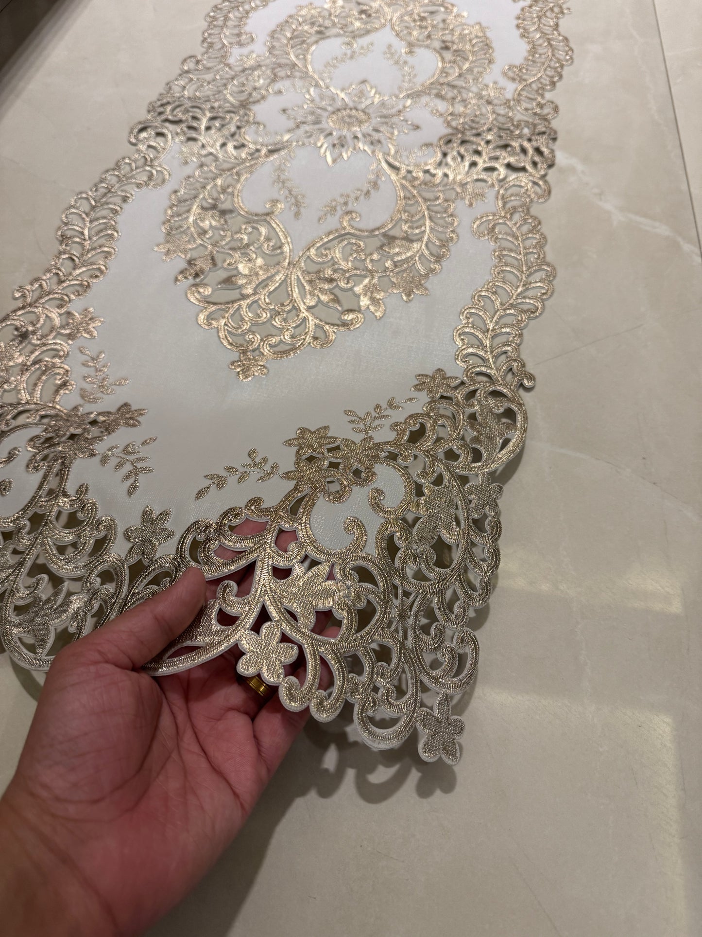 Noor Floral PVC Table Runner – Elegant Festive Decor for Every Home