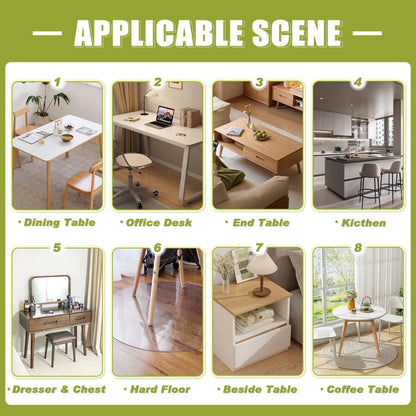 modern dining room with transparent table cover