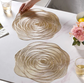 Rose flower Gold Placemats set of 2pcs, heat proof, washable tablemats