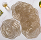 Rose flower Gold Placemats set of 2pcs, heat proof, washable tablemats