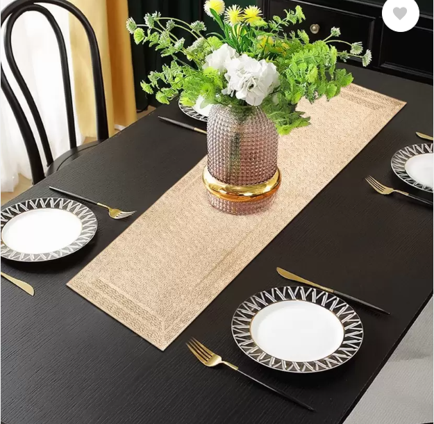 Rectangular Mesh Golden Table Runner for coffee table, side table heatproof and washable 14X36 inches