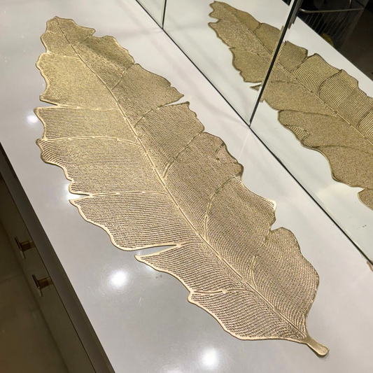 Banana leaf gold table runner