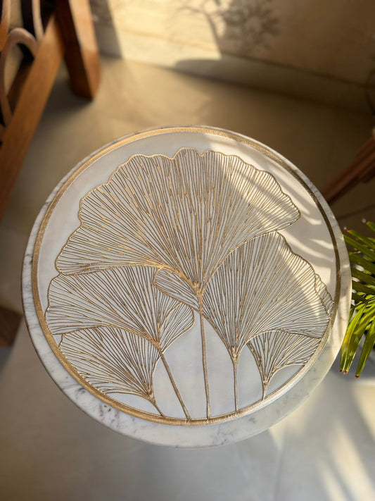 White Gold round placemats shell flower set of 6pcs