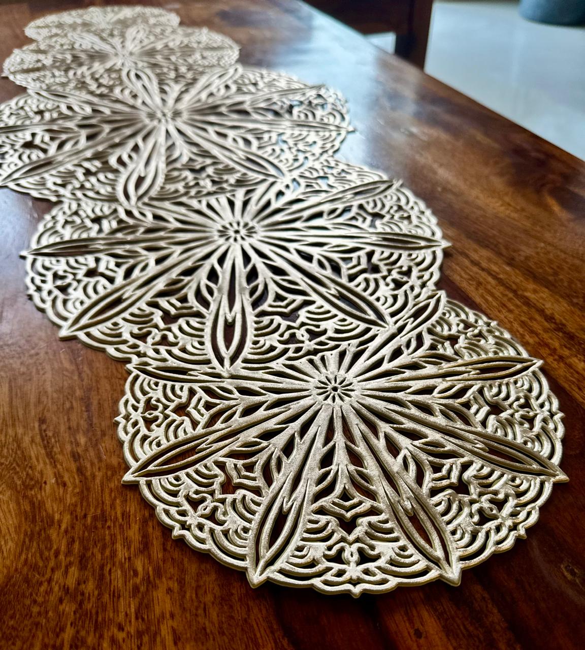 Circular Radiance PVC Golden Table Runner