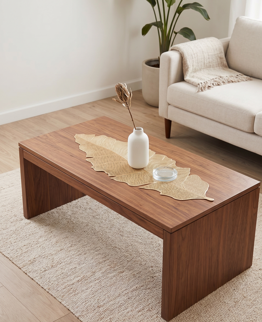 Banana leaf gold table runner