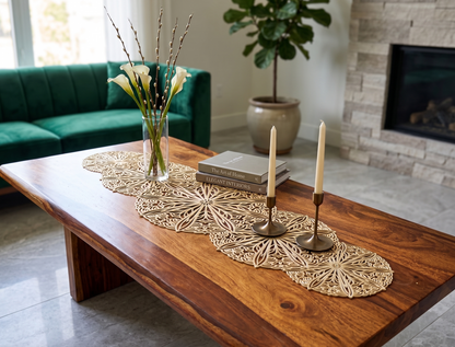 Circular Radiance PVC Golden Table Runner