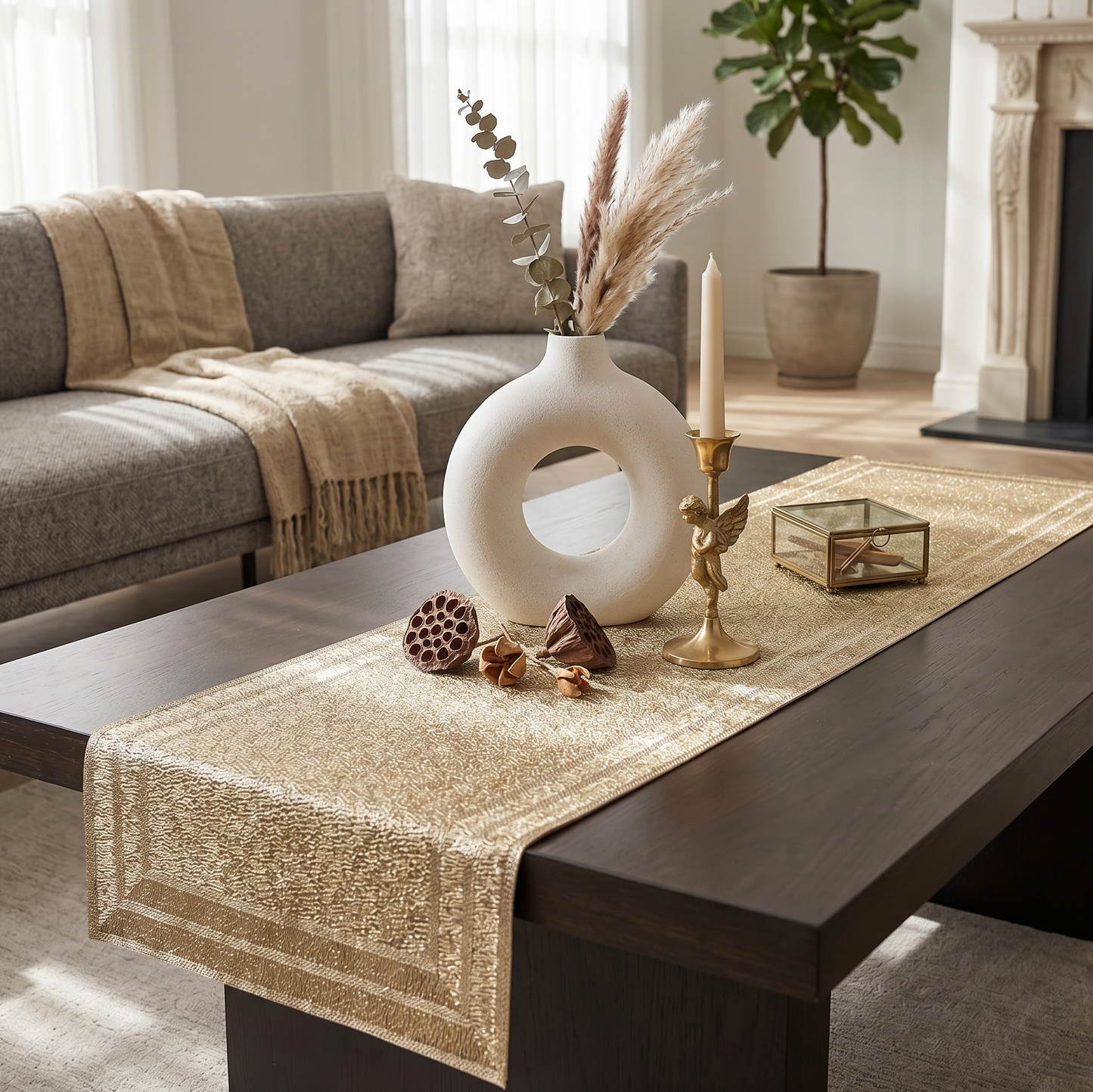 Golden PVC Table Runner | Timeless Elegance for Festive & Everyday Decor