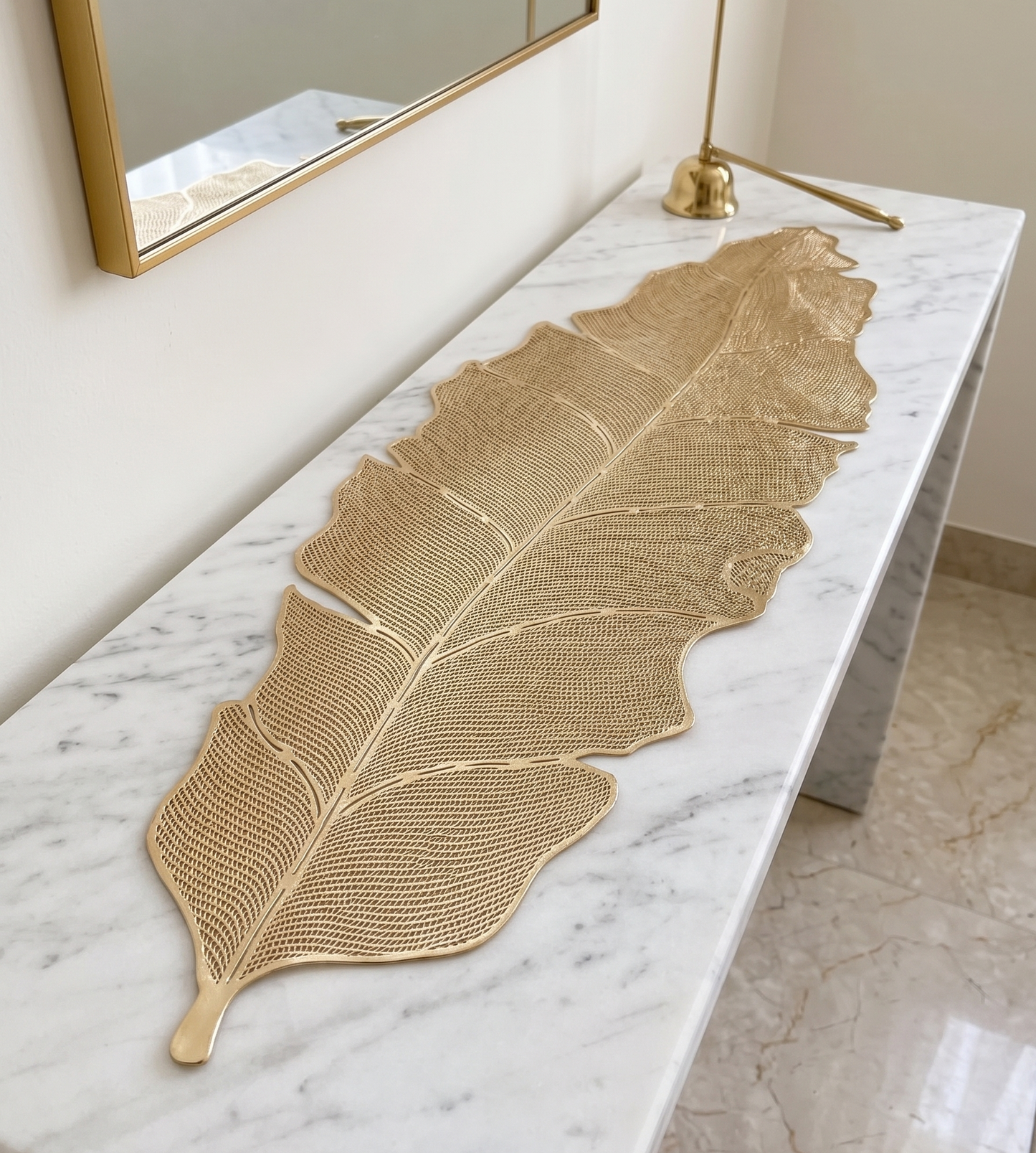 Banana leaf gold table runner