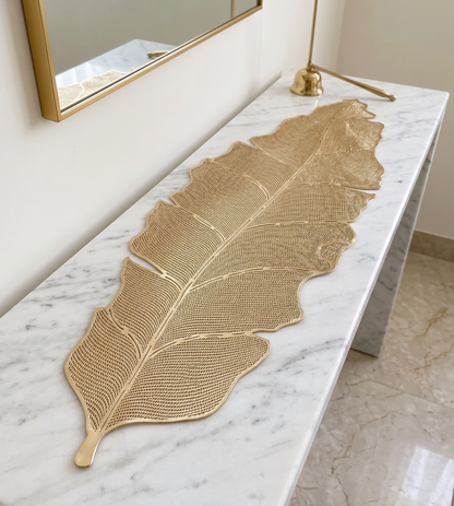 Banana leaf gold table runner