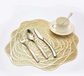 Rose flower Gold Placemats set of 2pcs, heat proof, washable tablemats