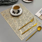 Golden PVC Placemats set of 6 , Non Slip Table Mats- Gold Blush